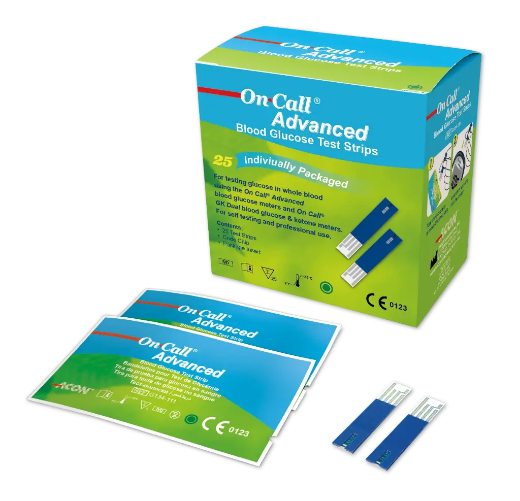 Que thử đường huyết (Oncall Advanced Blood Glucose Test Strip) (Hộp 25 test)