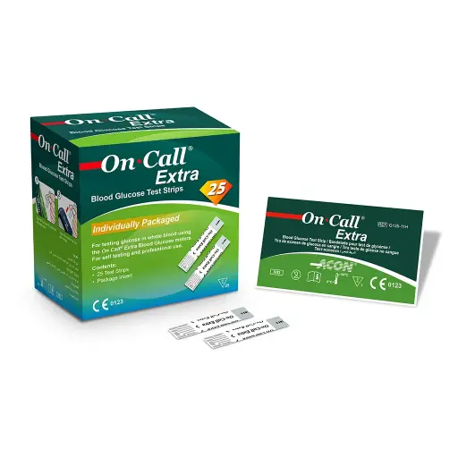 [G135-11H] Que thử đường huyết (Oncall Extra Blood Glucose Test Strip) (Hộp 25 test) (Box 25)