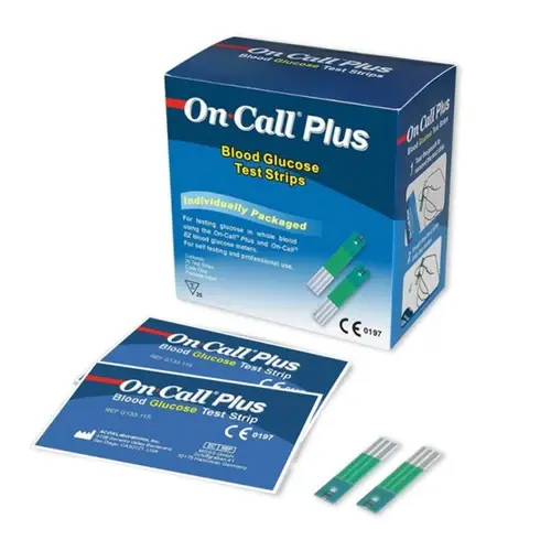 Que thử đường huyết (Oncall Plus Blood Glucose Test Strip) (Hộp 25 test dạng vỉ)