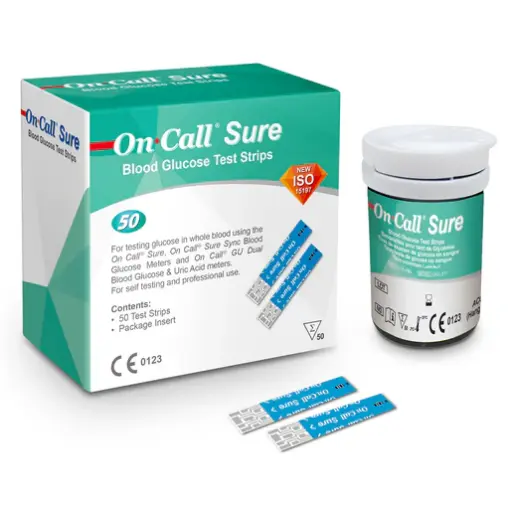 [G135-10U-1/200] Que thử đường huyết [On Call® Sure Blood Glucose Test Strips] (Hộp 4x50)